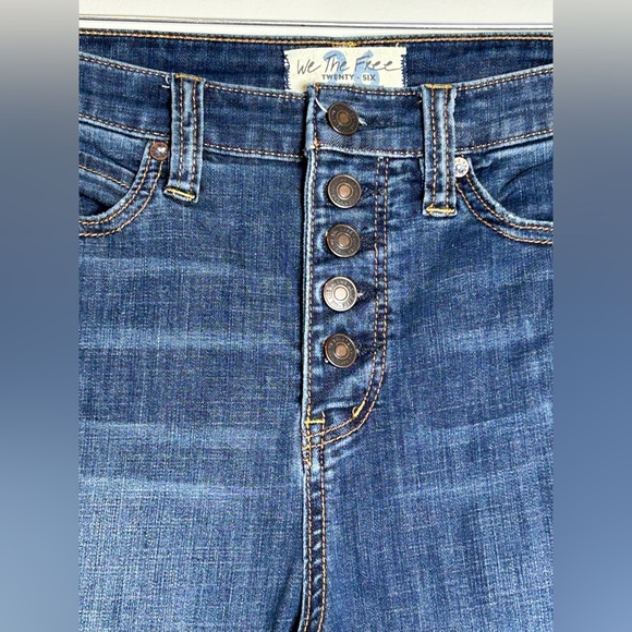 Free people we the free  Flare Jeans button fly bell bottom boho size 26- Blue - Picture 5 of 14